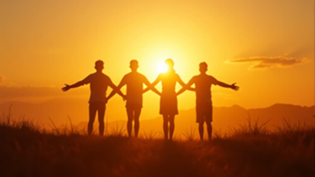Youth at sunrise reaching toward the sky